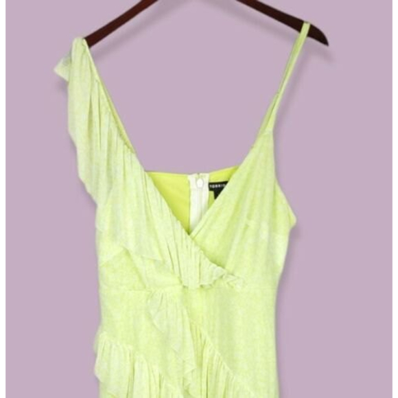 Torrid 1 Womens Yellow Floral Mesh Ruffle Midi Dress Size 1X - Picture 8 of 12